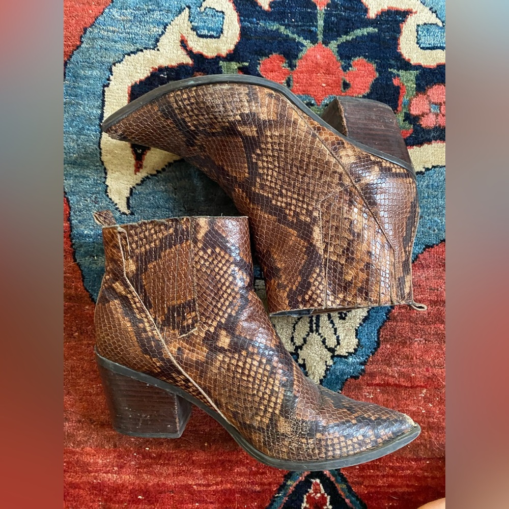 Brown snake skin boots